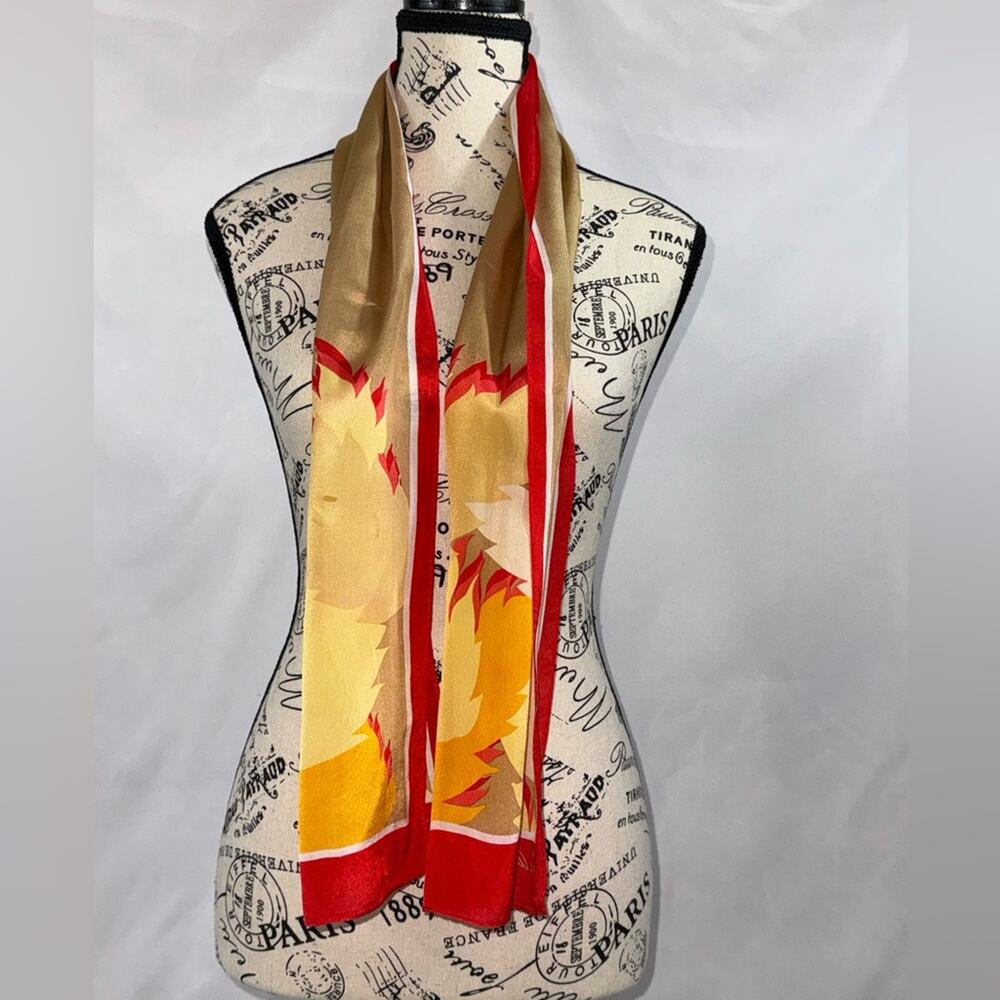 Gorgeous Anne Klein Silk Yellow, Red, Orange & Tan Scarf